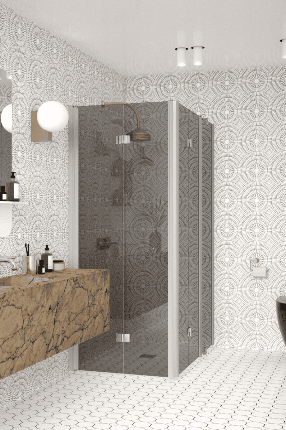 Shower enclosure Hietakari Infinia 261, aluminium frame, grey tinted glass Shower enclosure Hietakari Infinia 261, aluminium frame, grey tinted glass