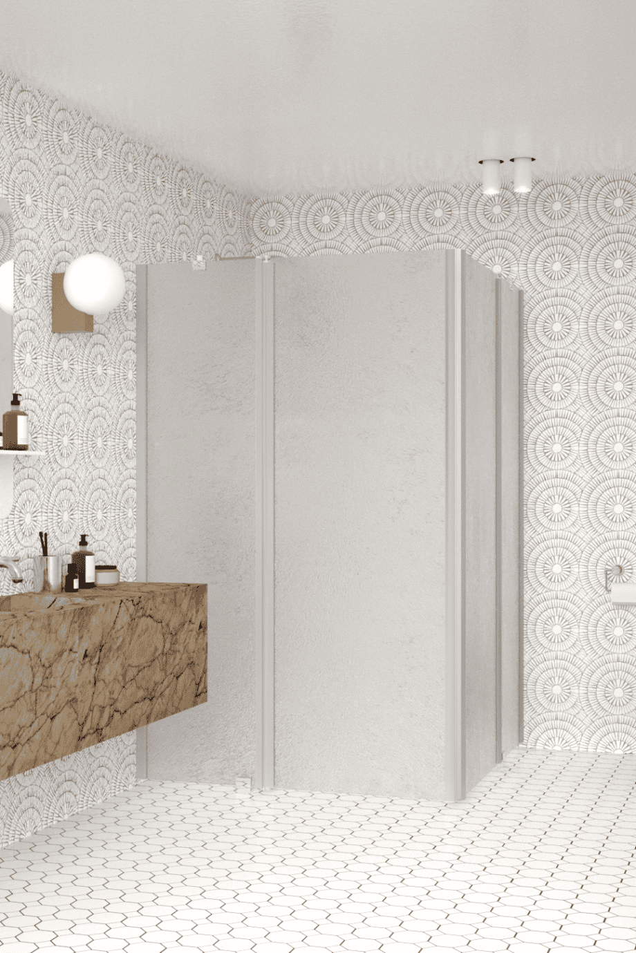 Shower enclosure Hietakari Infinia 262, aluminium frame, Chinchilla patterned glass Shower enclosure Hietakari Infinia 262, aluminium frame, Chinchilla patterned glass