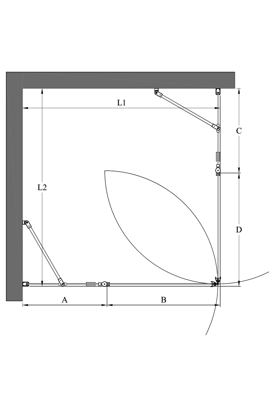 Shower enclosure Hietakari Infinia 262 – dimension drawing Shower enclosure Hietakari Infinia 262 – dimension drawing