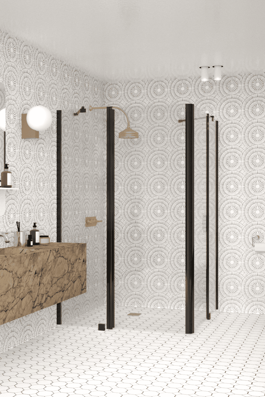 Shower enclosure Hietakari Infinia 262, black frame, clear glass Shower enclosure Hietakari Infinia 262, black frame, clear glass