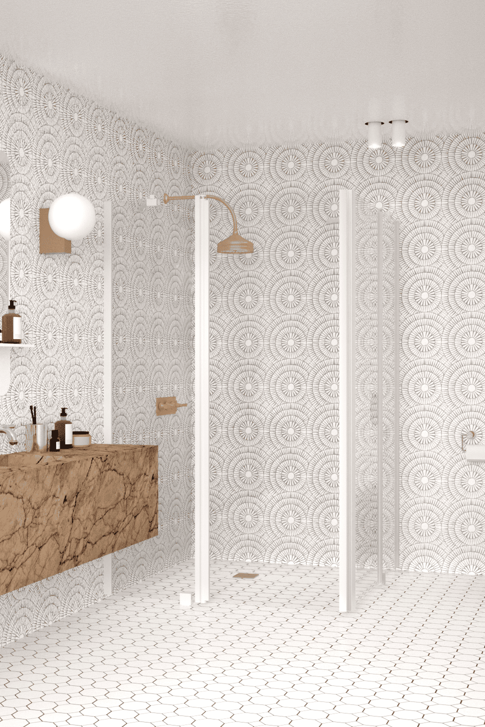 Shower enclosure Hietakari Infinia 262, hinged door with fixed part + hinged door with fixed part