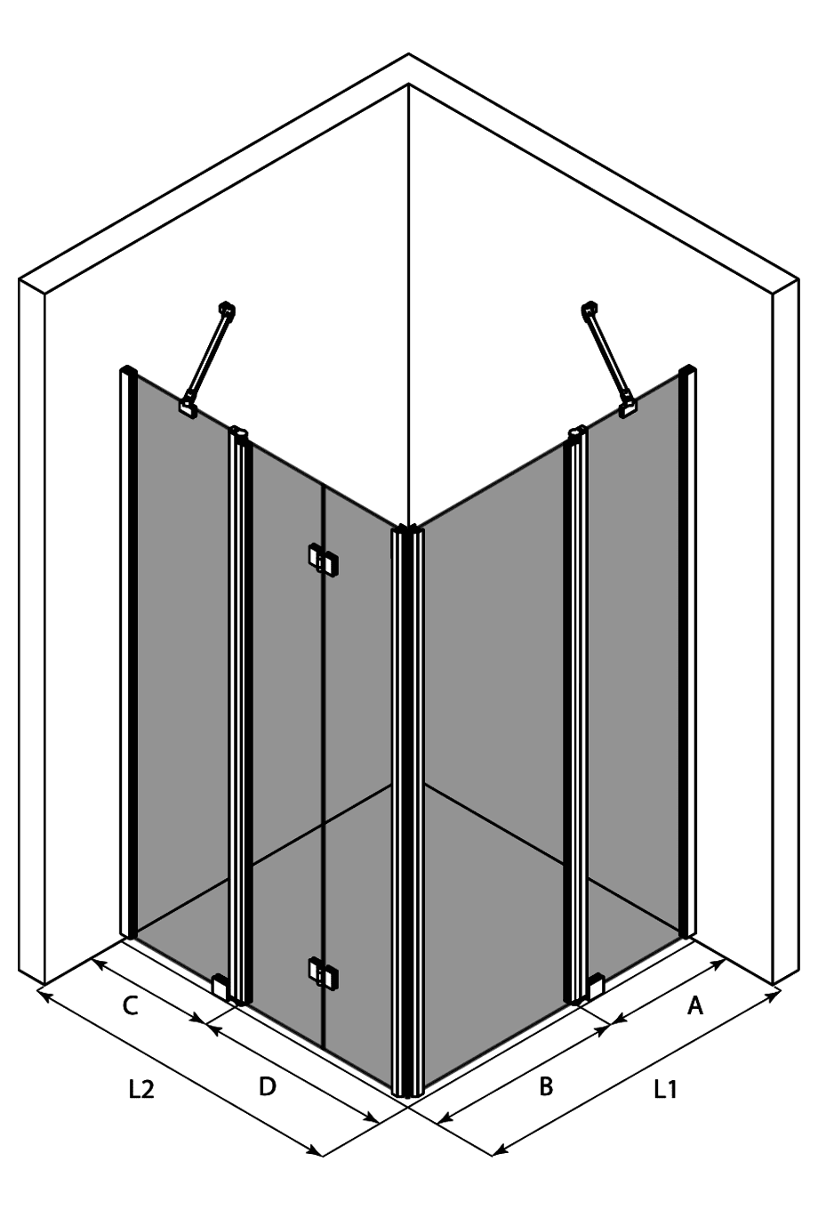 Shower enclosure Hietakari Infinia 263, hinged door with fixed part + folding door with fixed part – 3