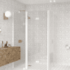 Shower enclosure Hietakari Infinia 263, white frame, clear glass Shower enclosure Hietakari Infinia 263, hinged door with fixed part + folding door with fixed part