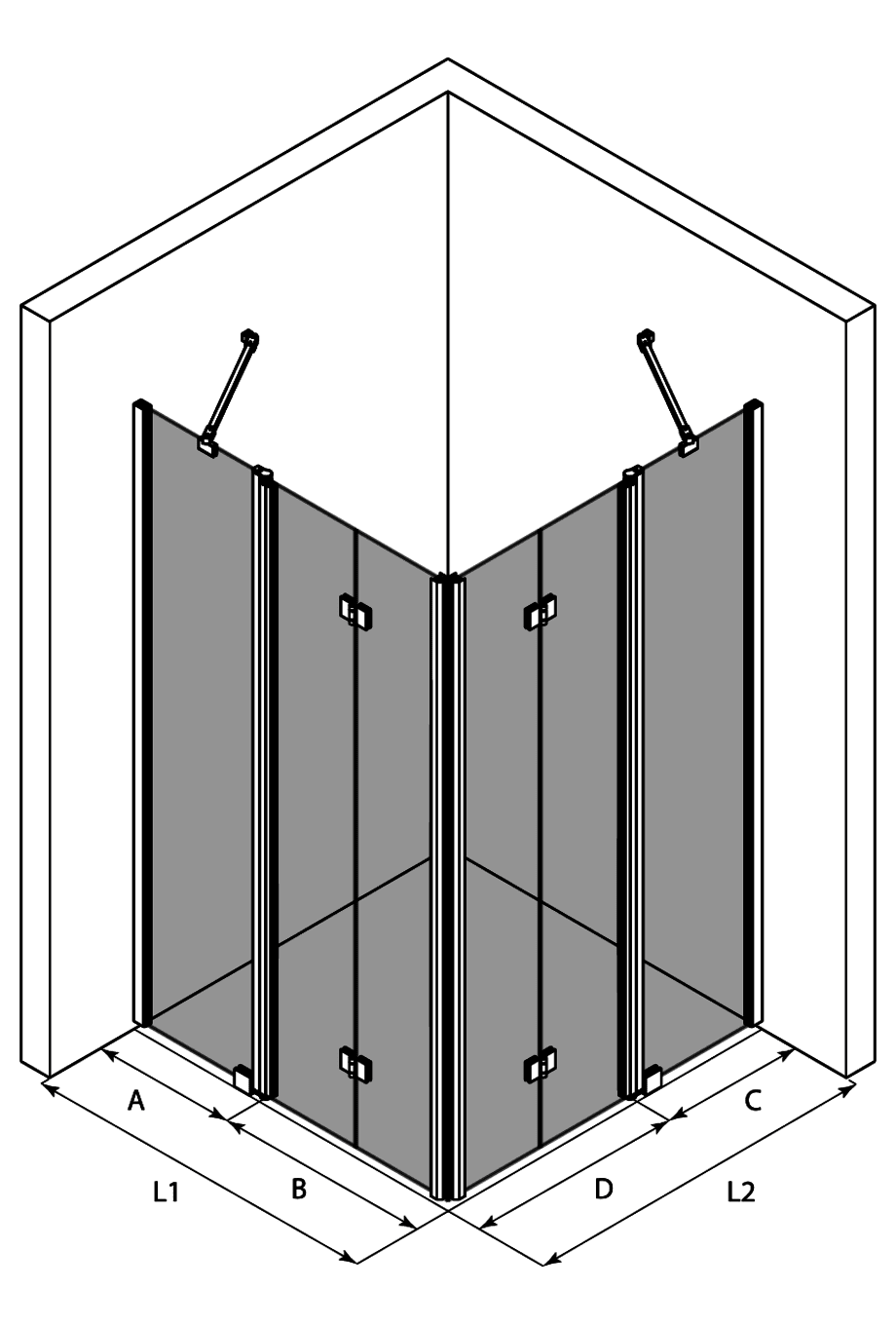Shower enclosure Hietakari Infinia 264, folding door with fixed part + folding door with fixed part – 3