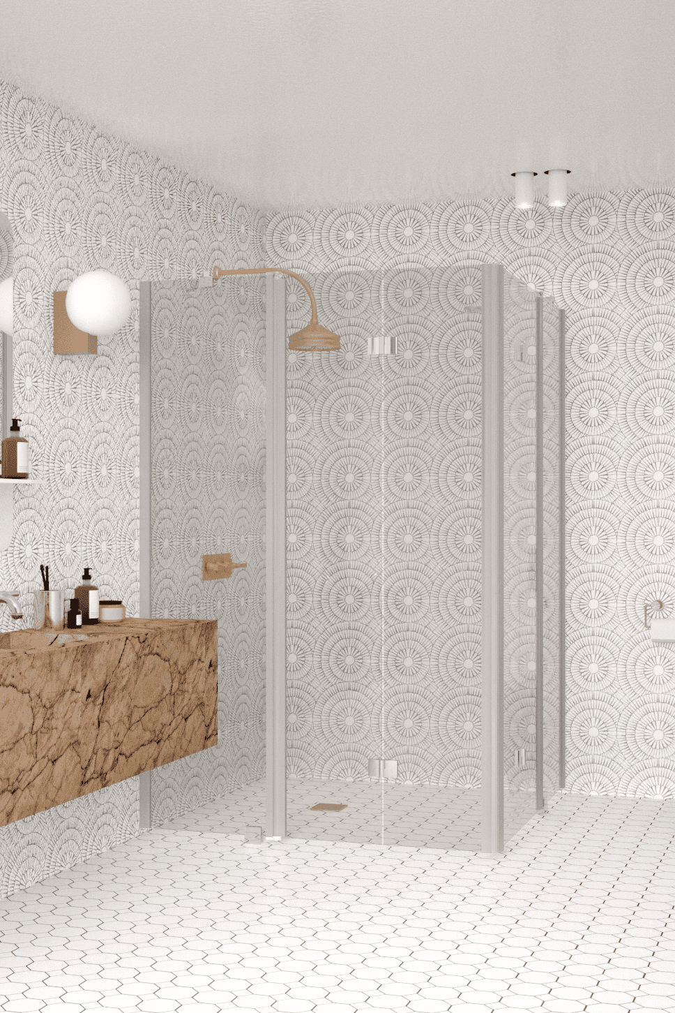 Shower enclosure Hietakari Infinia 264, aluminium frame, clear glass Shower enclosure Hietakari Infinia 264, aluminium frame, clear glass
