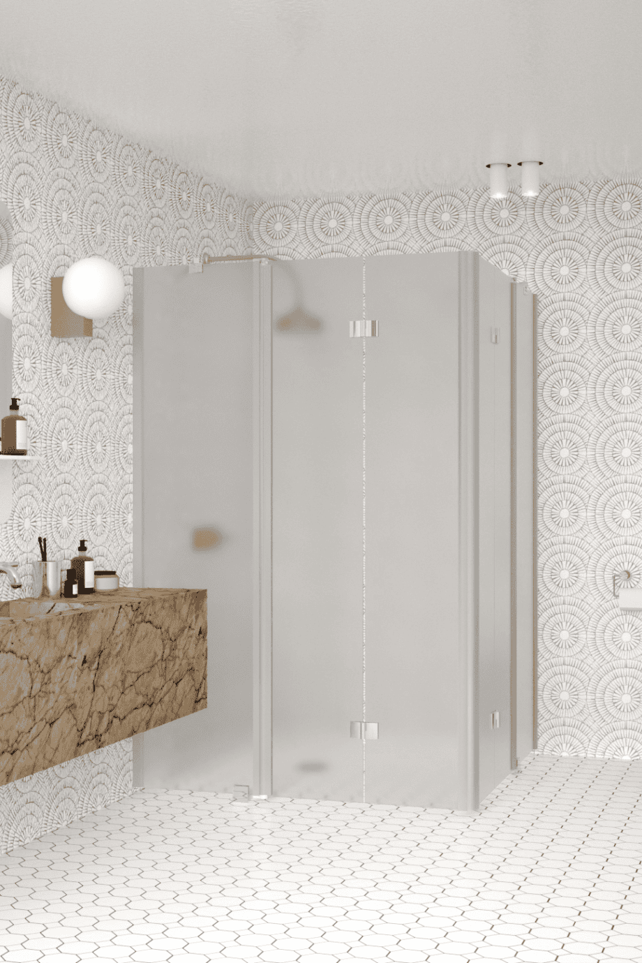 Shower enclosure Hietakari Infinia 264, aluminium frame, satin frosted glass Shower enclosure Hietakari Infinia 264, aluminium frame, satin frosted glass
