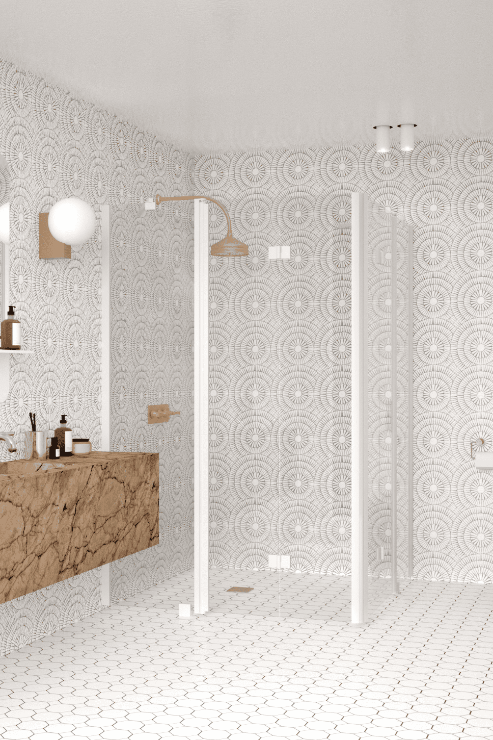 Shower enclosure Hietakari Infinia 264, folding door with fixed part + folding door with fixed part