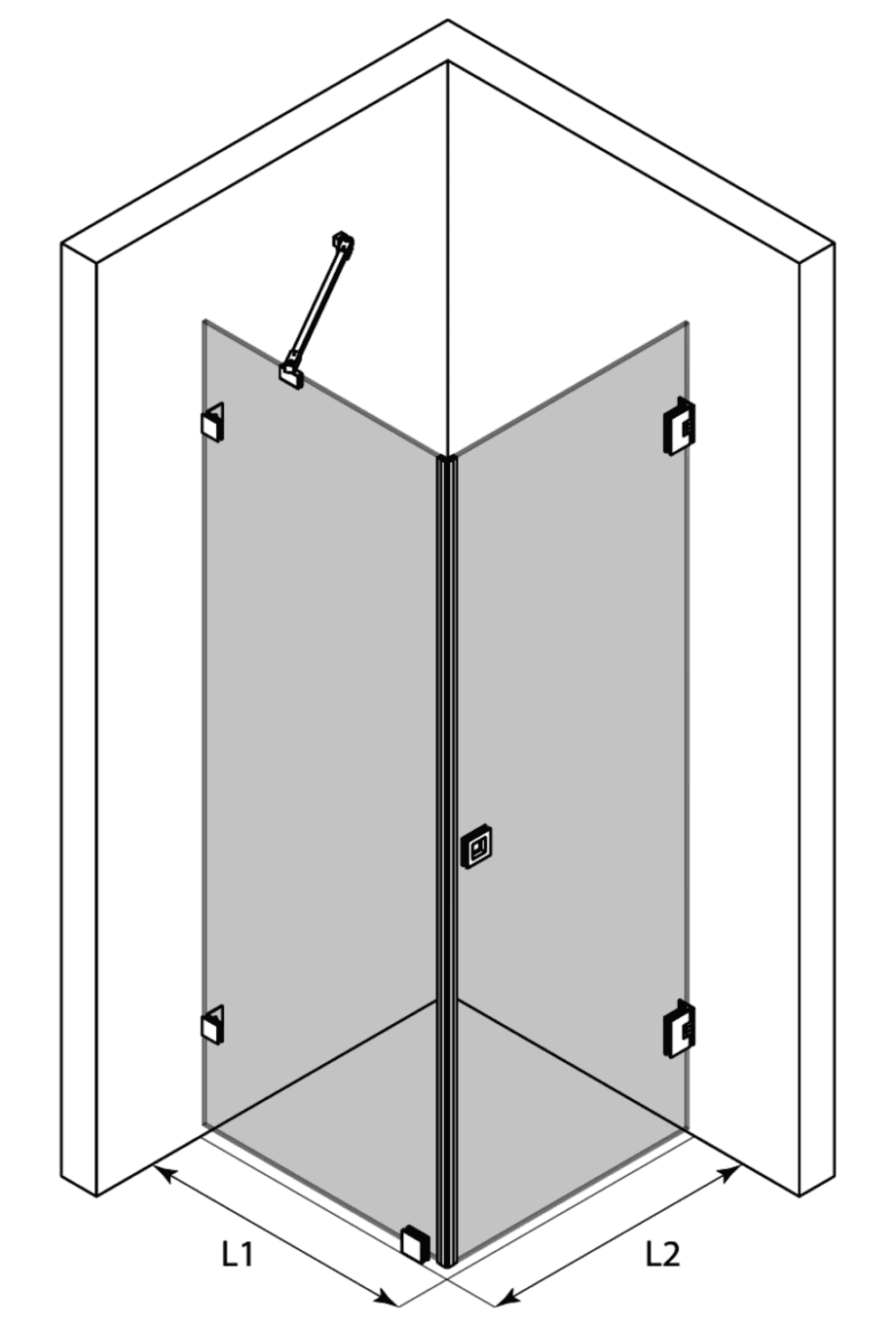 Shower enclosure Hietakari Vetro 540 – 3D drawing