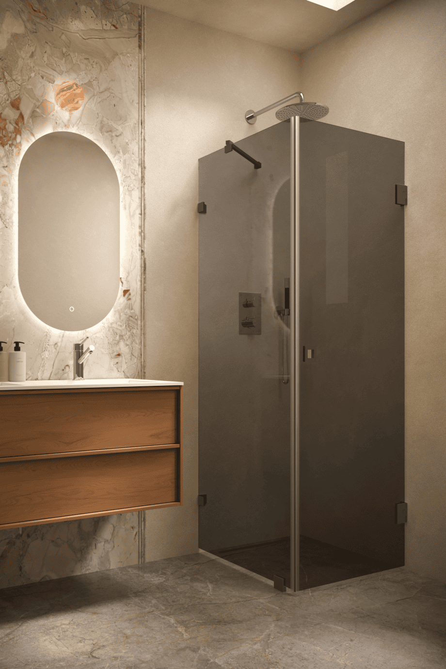 Shower enclosure Hietakari Vetro 540, Cocoa fittings, black glass