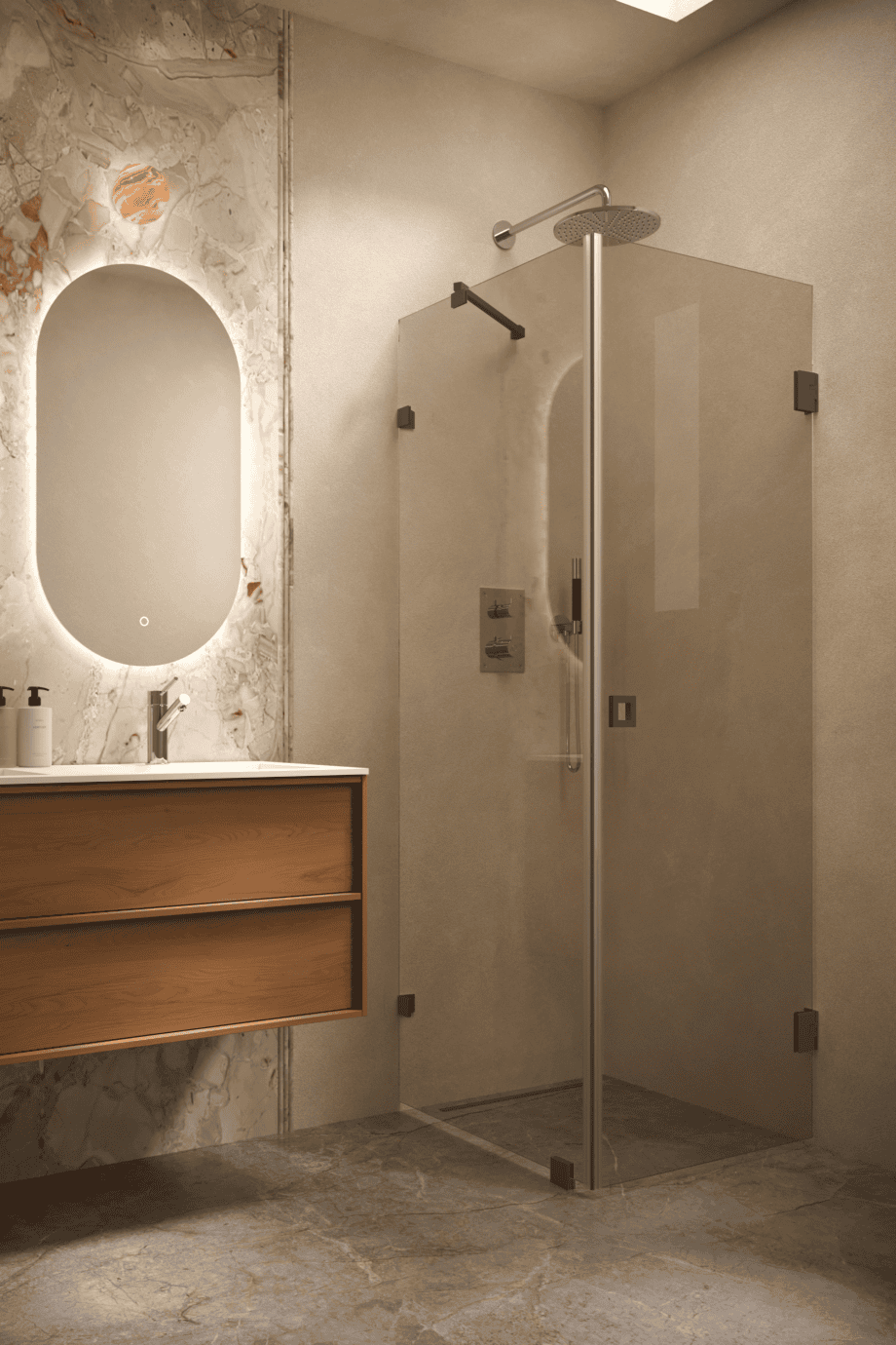 Shower enclosure Hietakari Vetro 540, Cocoa fittings, bronze tinted glass