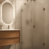 Shower enclosure Hietakari Vetro 540, Cocoa fittings, super bright satin glass