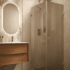 Shower enclosure Hietakari Vetro 540, brushed fittings, brown reeded glass