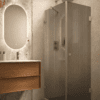 Shower enclosure Hietakari Vetro 540, chrome fittings, grey reeded glass