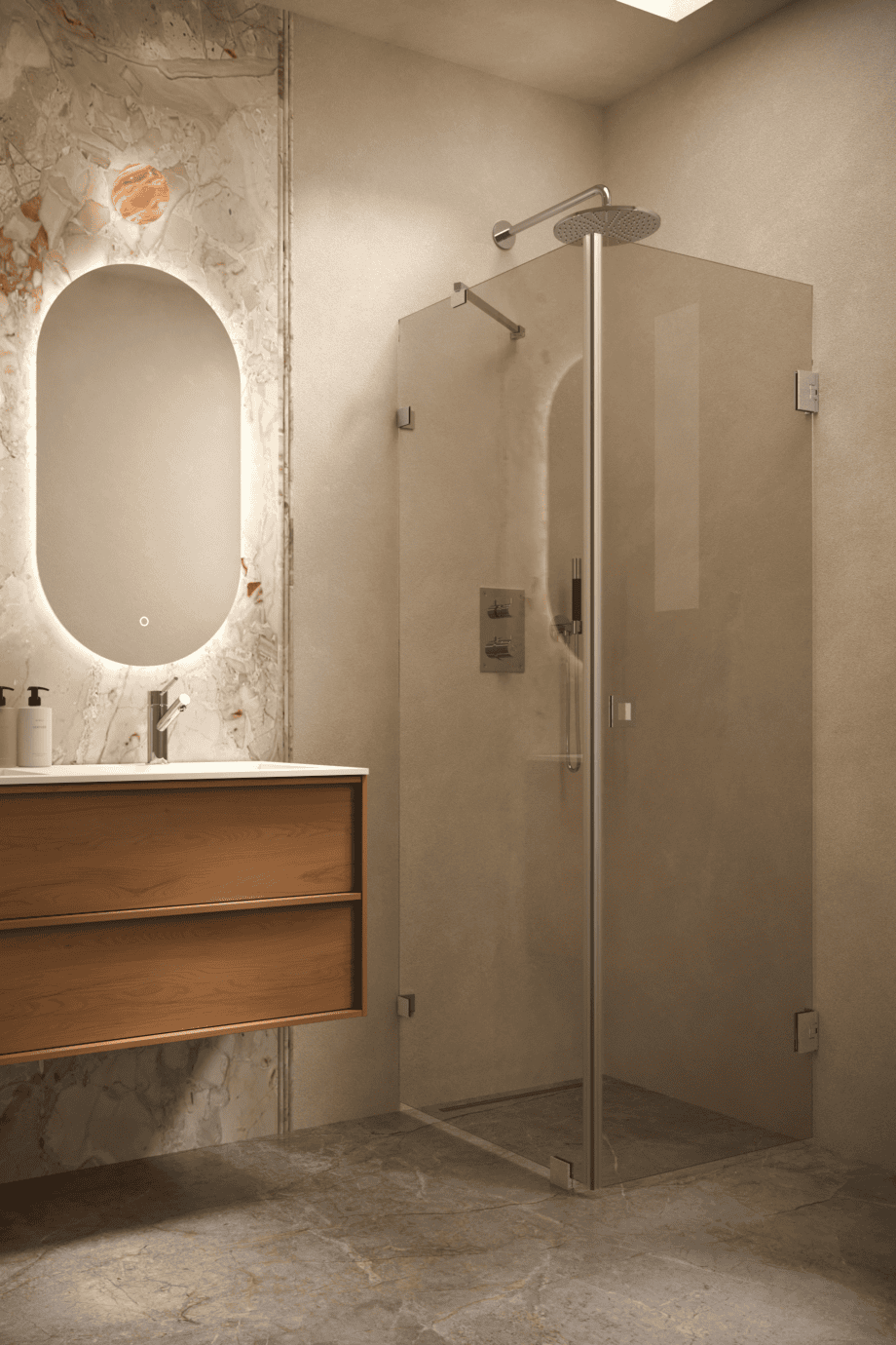 Shower enclosure Hietakari Vetro 540, chrome fittings, bronze tinted glass