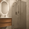 Shower enclosure Hietakari Vetro 540, brass fittings, grey tinted glass