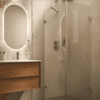 Shower enclosure Hietakari Vetro 540, brass fittings, clear glass