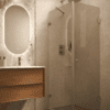 Shower enclosure Hietakari Vetro 540, brass fittings, bronze tinted glass