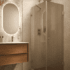 Shower enclosure Hietakari Vetro 540, brass fittings, brown reeded glass