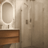 Shower enclosure Hietakari Vetro 540, brass fittings, reeded glass