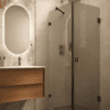 Shower enclosure Hietakari Vetro 540, black fittings, grey tinted glass