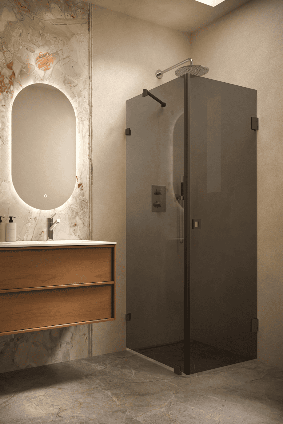 Shower enclosure Hietakari Vetro 540, black fittings, black glass