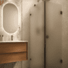 Shower enclosure Hietakari Vetro 540, black fittings, satin frosted glass