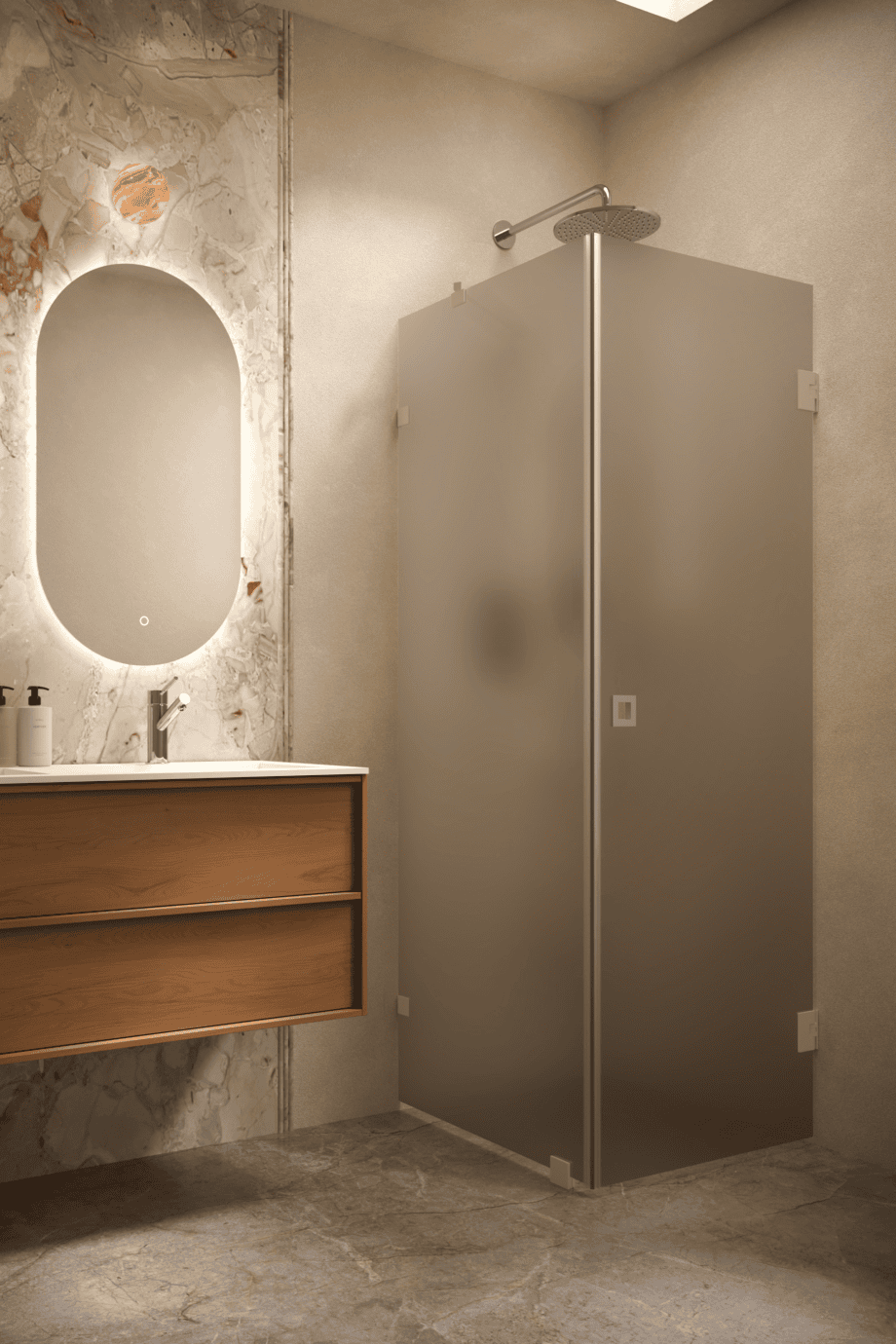 Shower enclosure Hietakari Vetro 540, Sand fittings, brown satin glass