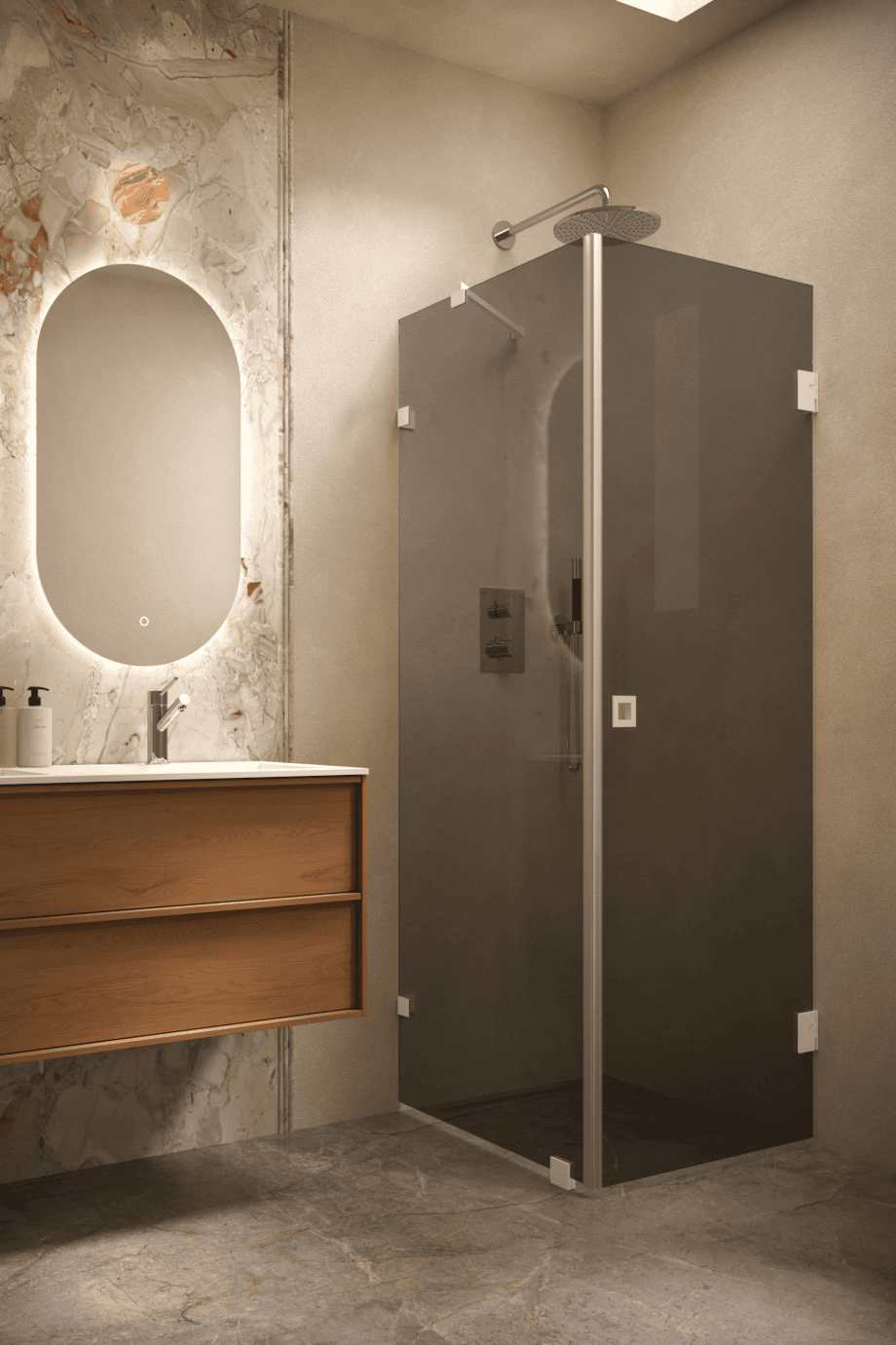 Shower enclosure Hietakari Vetro 540, white fittings, black glass