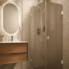 Shower enclosure Hietakari Vetro 540, white fittings, brown reeded glass