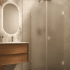 Shower enclosure Hietakari Vetro 540, white fittings, satin frosted glass