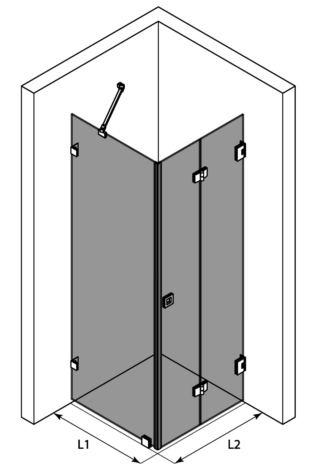 Shower enclosure Hietakari Vetro 541 ā 3D drawing Shower enclosure Hietakari Vetro 541 ā 3D drawing