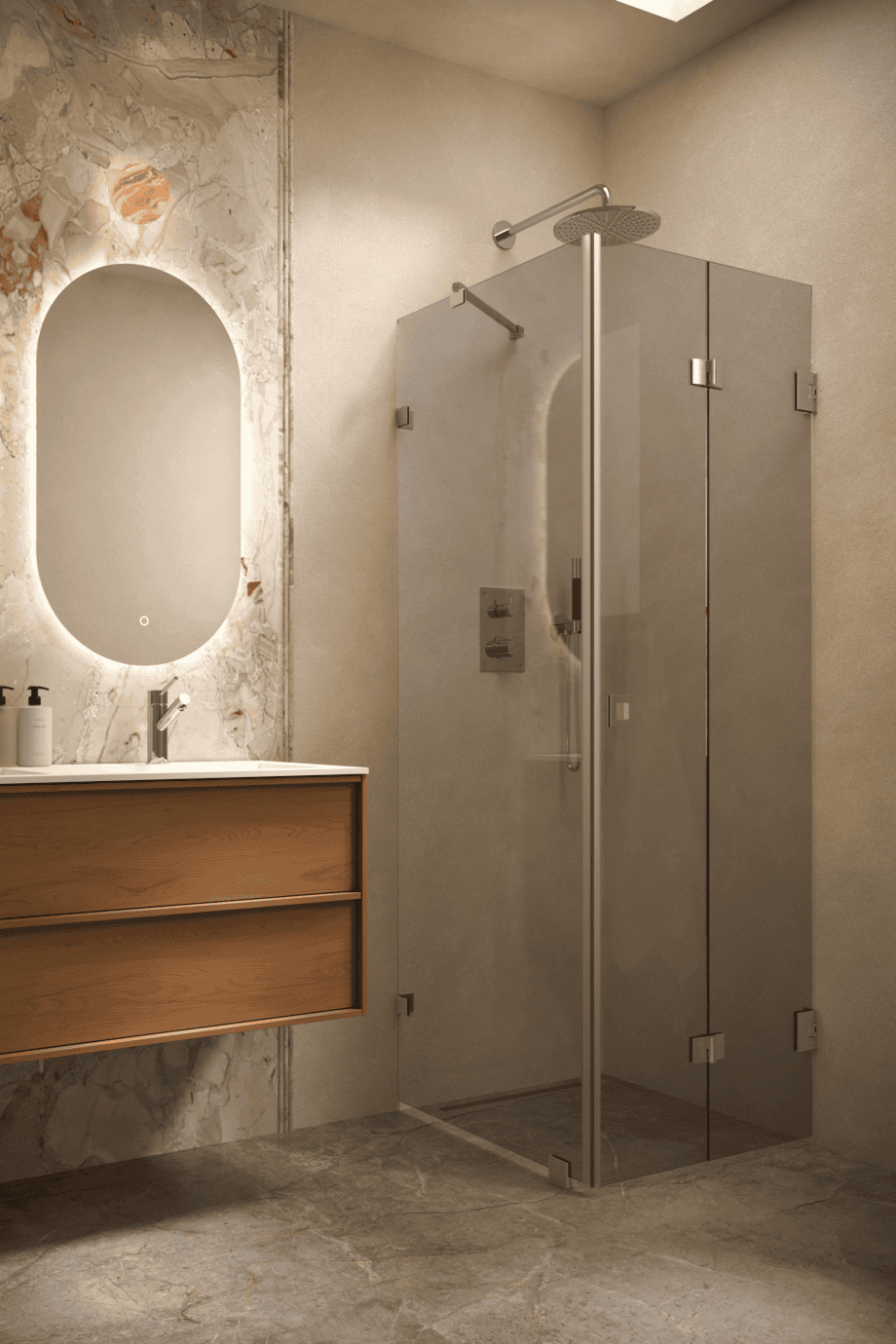 Shower enclosure Hietakari Vetro 541, brushed fittings, grey tinted glass Shower enclosure Hietakari Vetro 541, brushed fittings, grey tinted glass