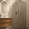 Shower enclosure Hietakari Vetro 541, brass fittings, grey tinted glass Shower enclosure Hietakari Vetro 541, brass fittings, grey tinted glass