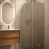 Shower enclosure Hietakari Vetro 541, brass fittings, grey satin glass Shower enclosure Hietakari Vetro 541, brass fittings, grey satin glass