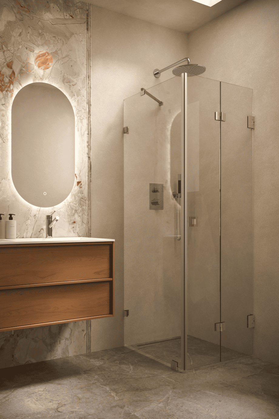 Shower enclosure Hietakari Vetro 541, brass fittings, clear glass Shower enclosure Hietakari Vetro 541, brass fittings, clear glass