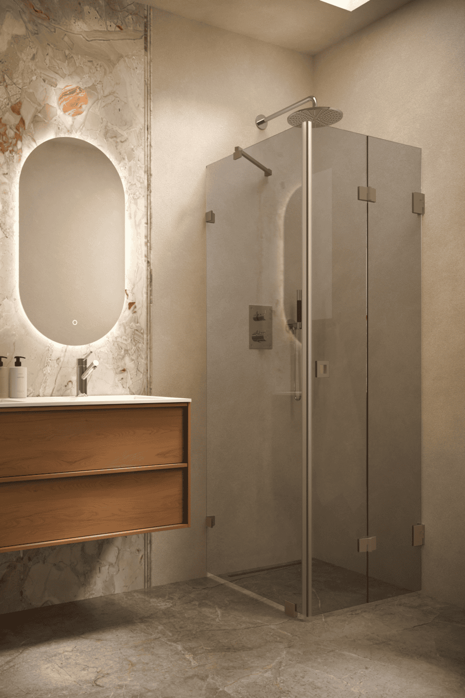 Shower enclosure Hietakari Vetro 541, Mocha fittings, grey tinted glass Shower enclosure Hietakari Vetro 541, Mocha fittings, grey tinted glass