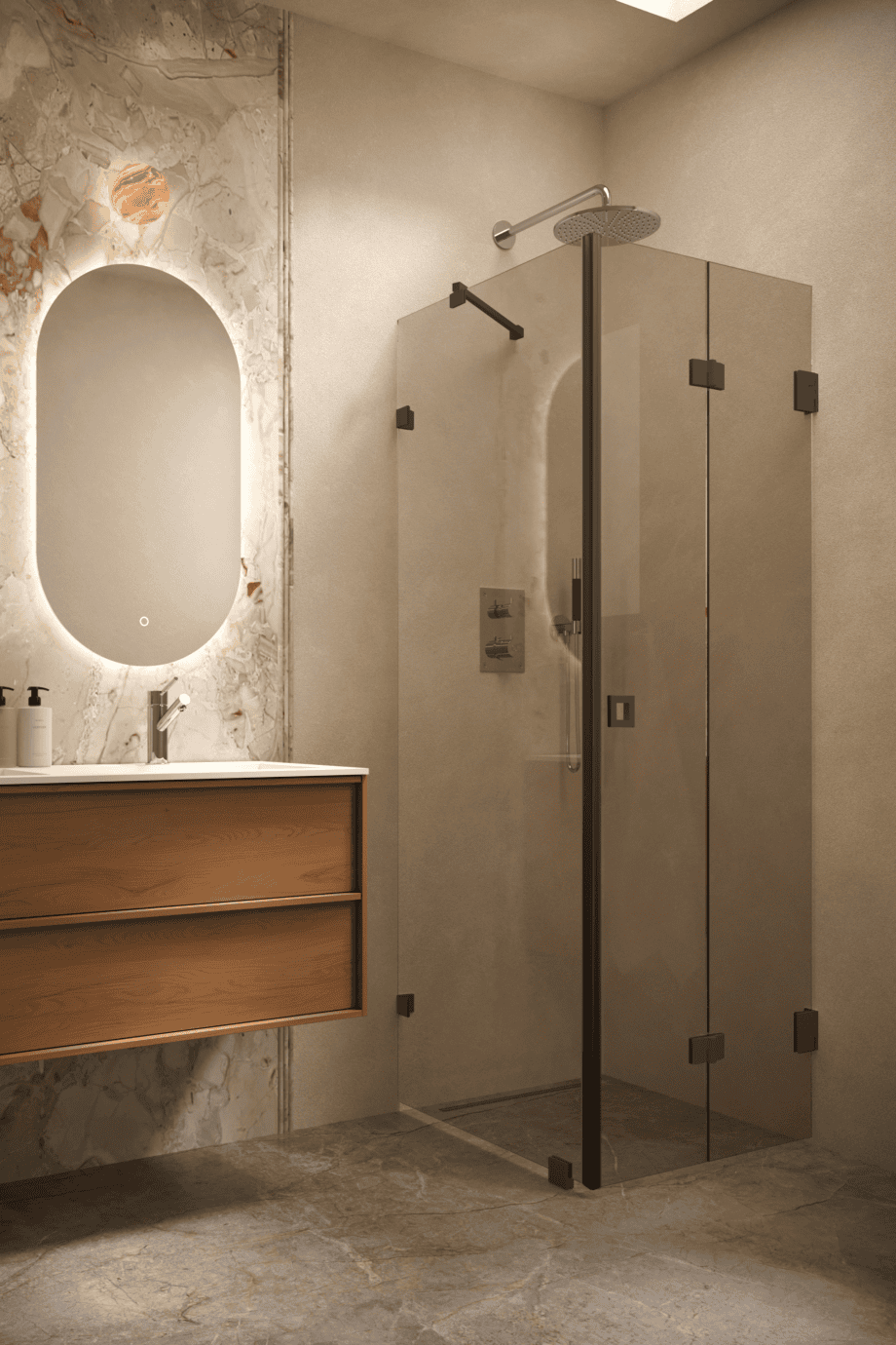 Shower enclosure Hietakari Vetro 541, black fittings, bronze tinted glass Shower enclosure Hietakari Vetro 541, black fittings, bronze tinted glass