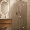 Shower enclosure Hietakari Vetro 541, white fittings, bronze tinted glass Shower enclosure Hietakari Vetro 541, white fittings, bronze tinted glass