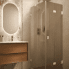 Shower enclosure Hietakari Vetro 541, white fittings, brown reeded glass Shower enclosure Hietakari Vetro 541, white fittings, brown reeded glass