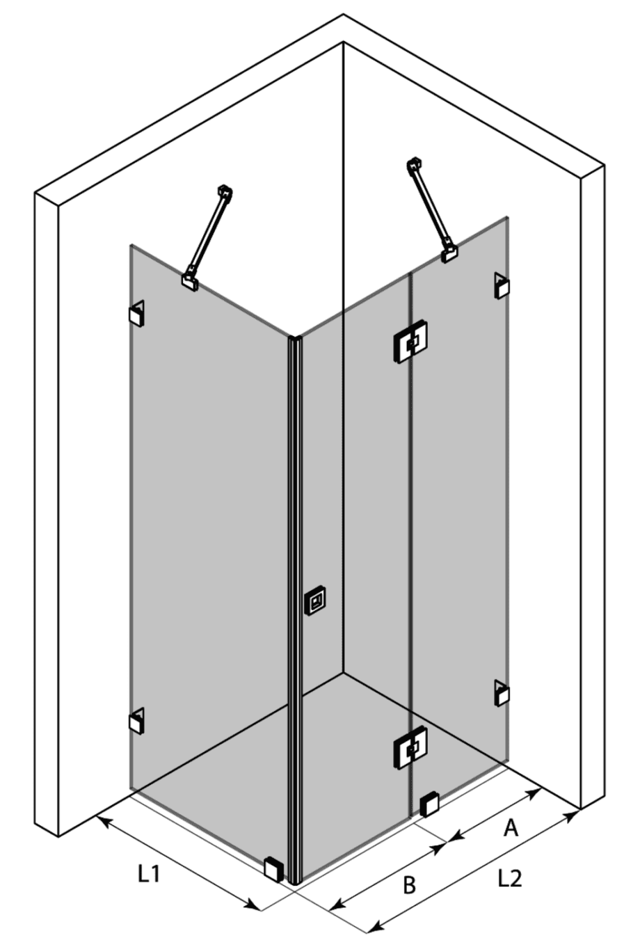 Shower enclosure Hietakari Vetro 542 – 3D drawing