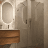 Shower enclosure Hietakari Vetro 542, brass fittings, grey tinted glass