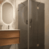 Shower enclosure Hietakari Vetro 542, brass fittings, black glass