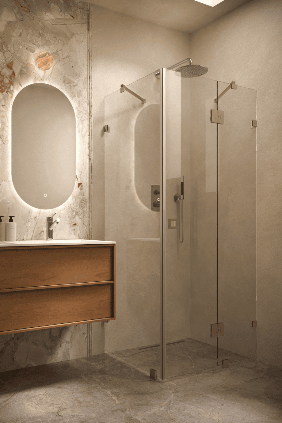 Shower enclosure Hietakari Vetro 542, brass fittings, super bright glass