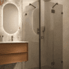 Shower enclosure Hietakari Vetro 542, black fittings, grey tinted glass
