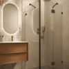 Shower enclosure Hietakari Vetro 542, black fittings, clear glass