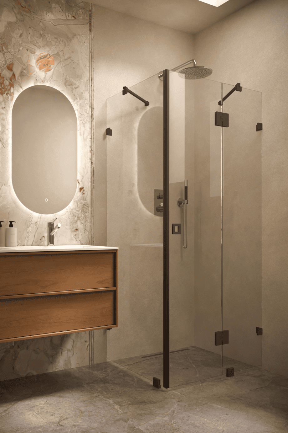 Shower enclosure Hietakari Vetro 542, black fittings, super bright glass