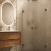 Shower enclosure Hietakari Vetro 543, Cocoa fittings, super bright satin glass