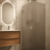 Shower enclosure Hietakari Vetro 543, brass fittings, brown satin glass