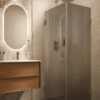 Shower enclosure Hietakari Vetro 543, Mocha fittings, grey reeded glass