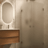 Shower enclosure Hietakari Vetro 543, Mocha fittings, satin frosted glass